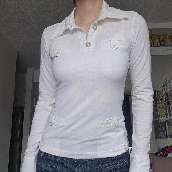 Vintage Y2K Oakley white long-sleeved top with pockets ✦ Extra-Small ✦ - Picture 3 of 16